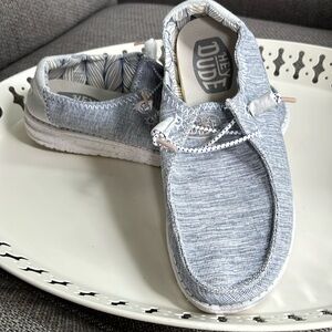 Women's Hey Dude Wendy Casual Slip On Navy blue/white gently worn a few times